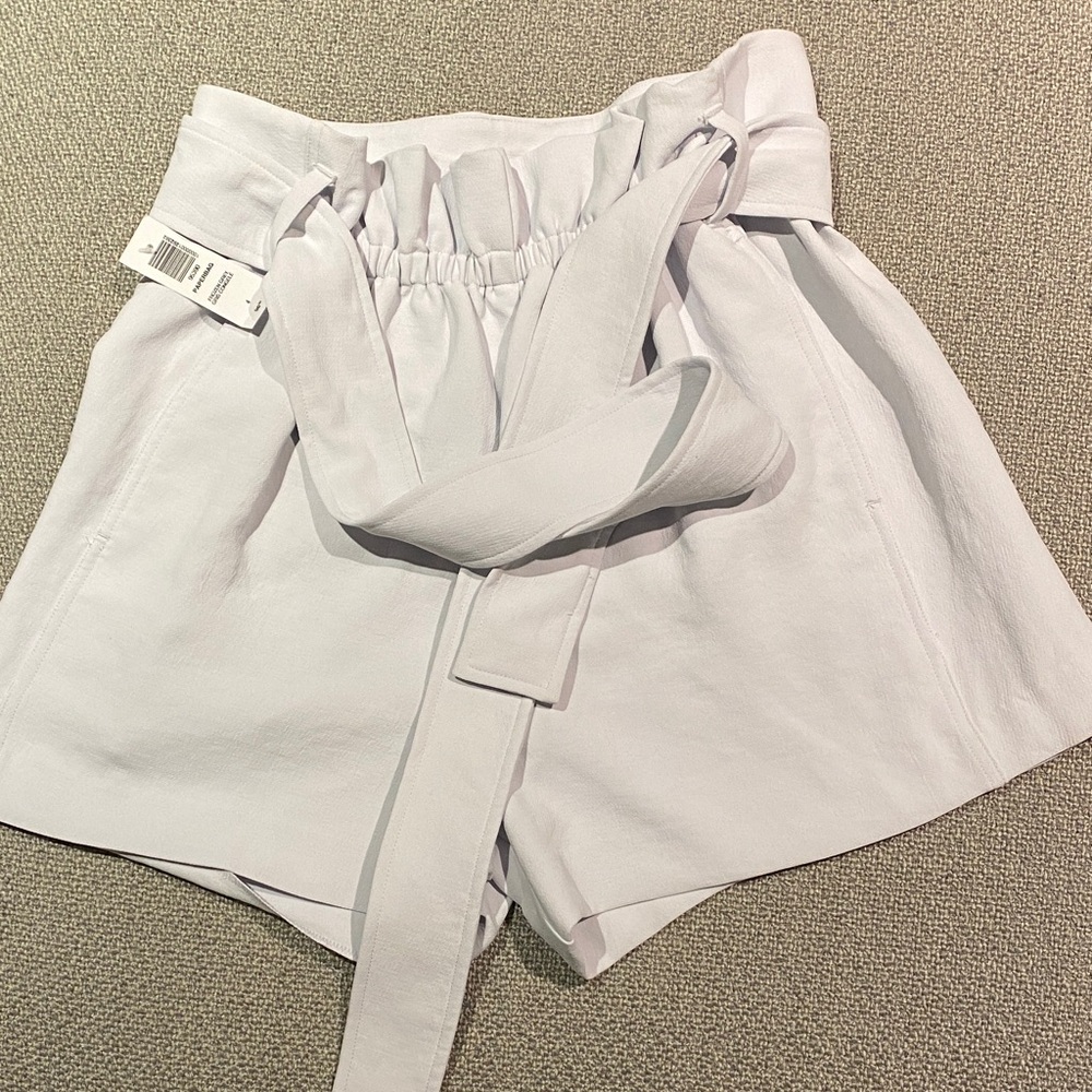 Wilfred High Waist Paperbag Shorts in Light Lavender